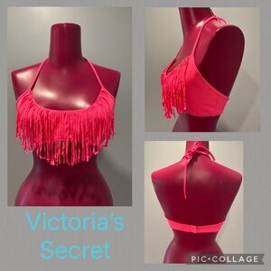 Victoria's Secret Hot Pink Fringe Bikini Top L